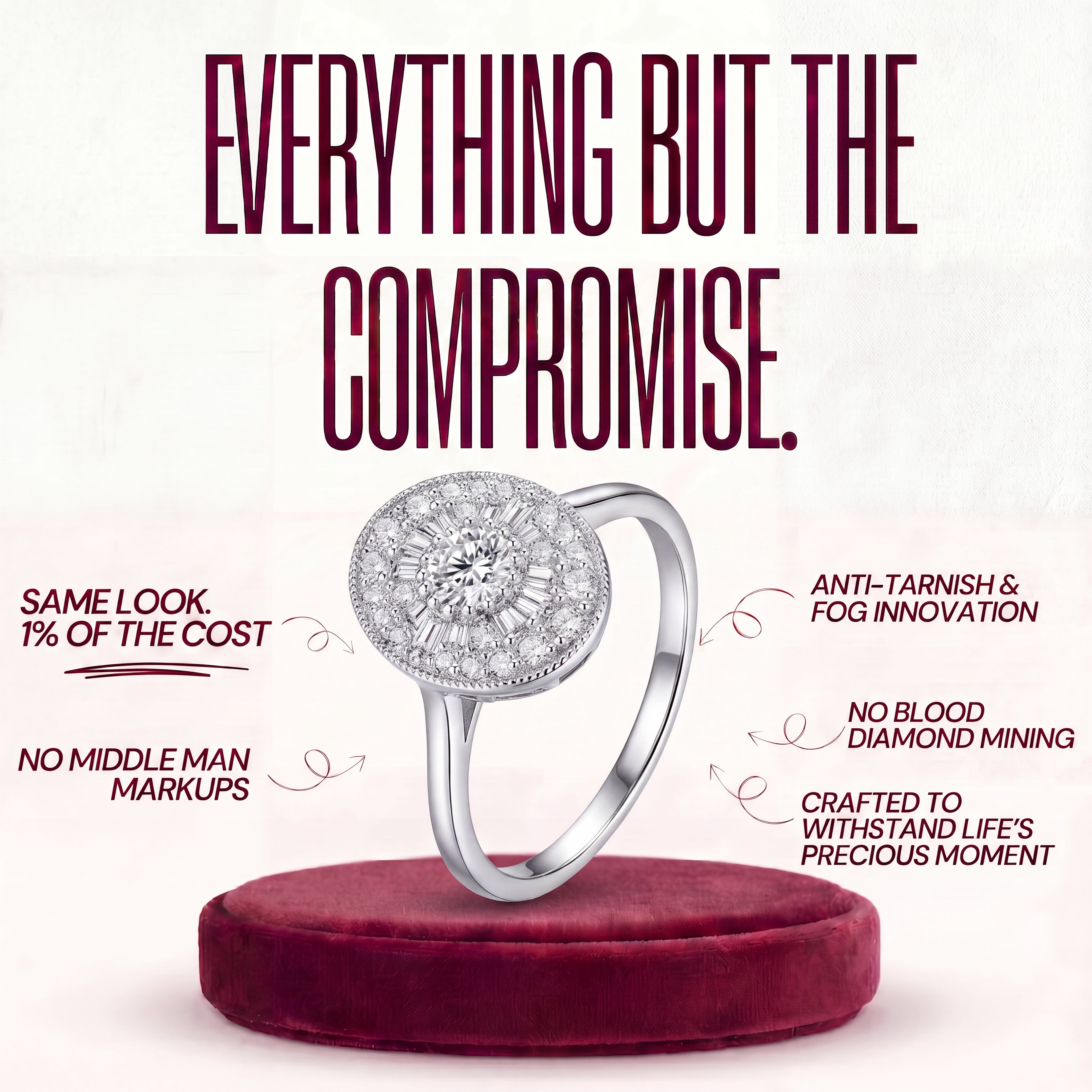 Solitaire Pavé Moissanite ring