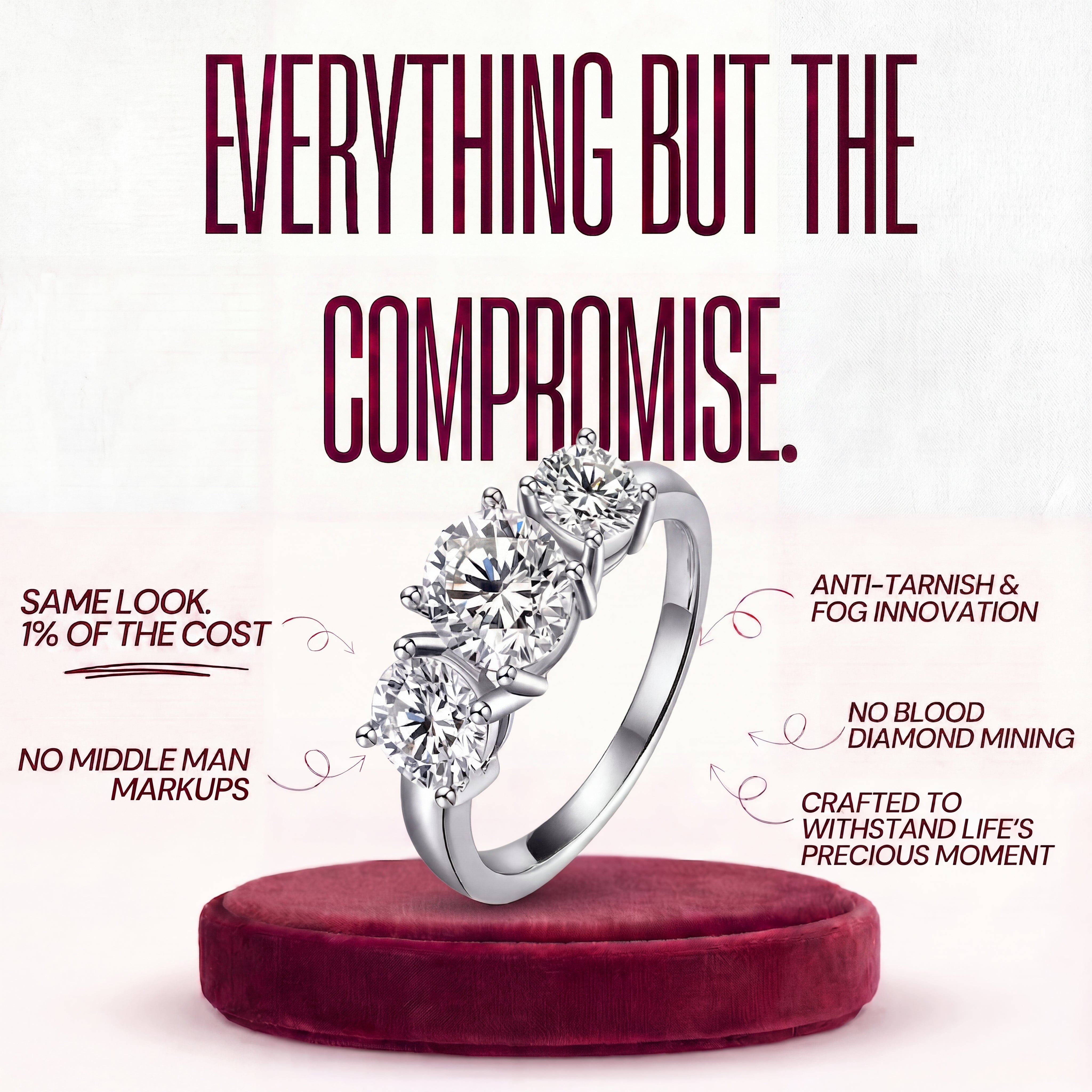 The Trinity Cut Moissanite ring