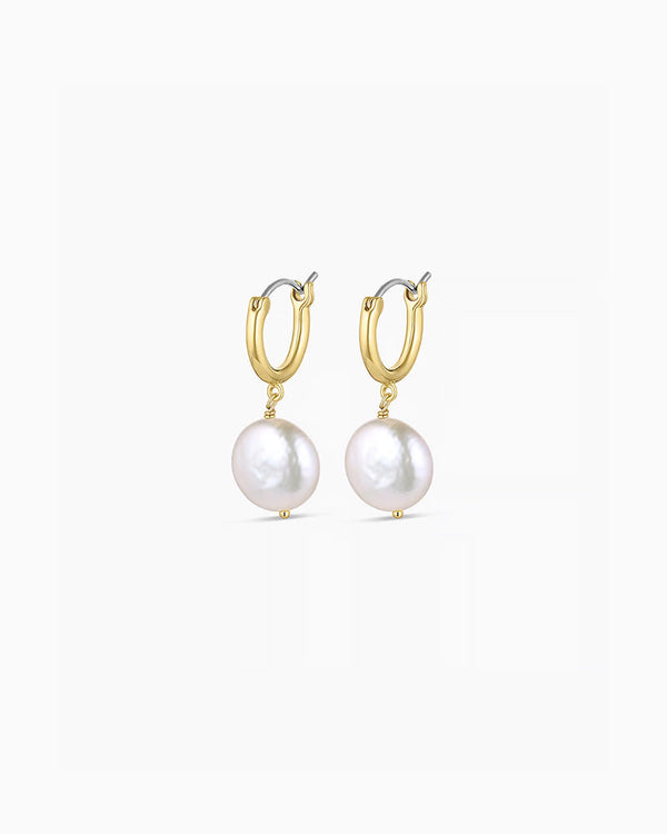 Reese Pearl Huggies || option::18k Gold Plated