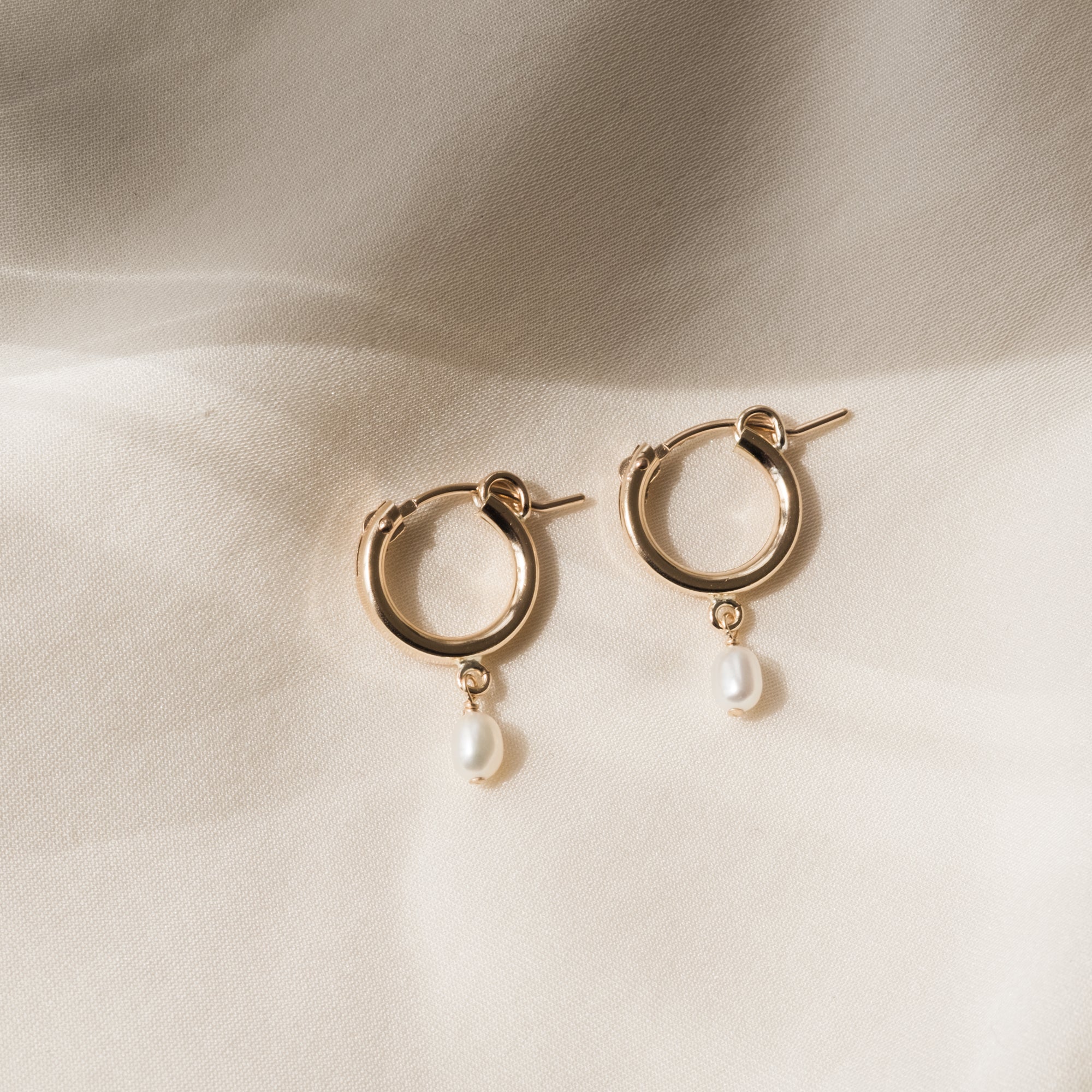 Pearl Drop Hoop Earrings | Simple & Dainty Jewelry