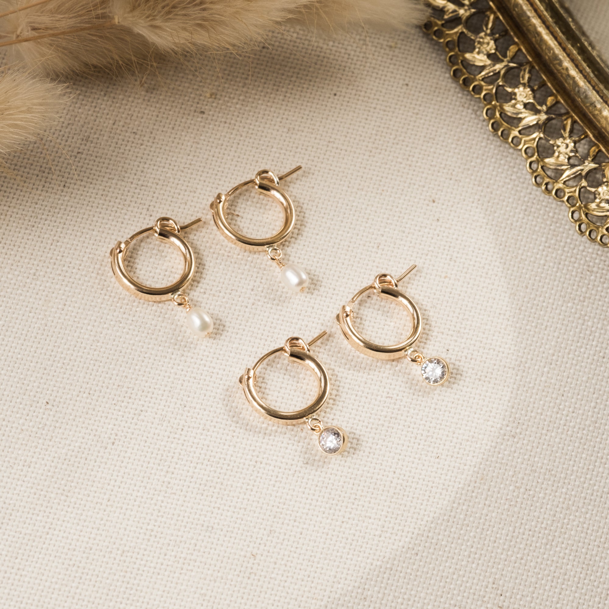 Pearl Drop Hoop Earrings | Simple & Dainty Jewelry