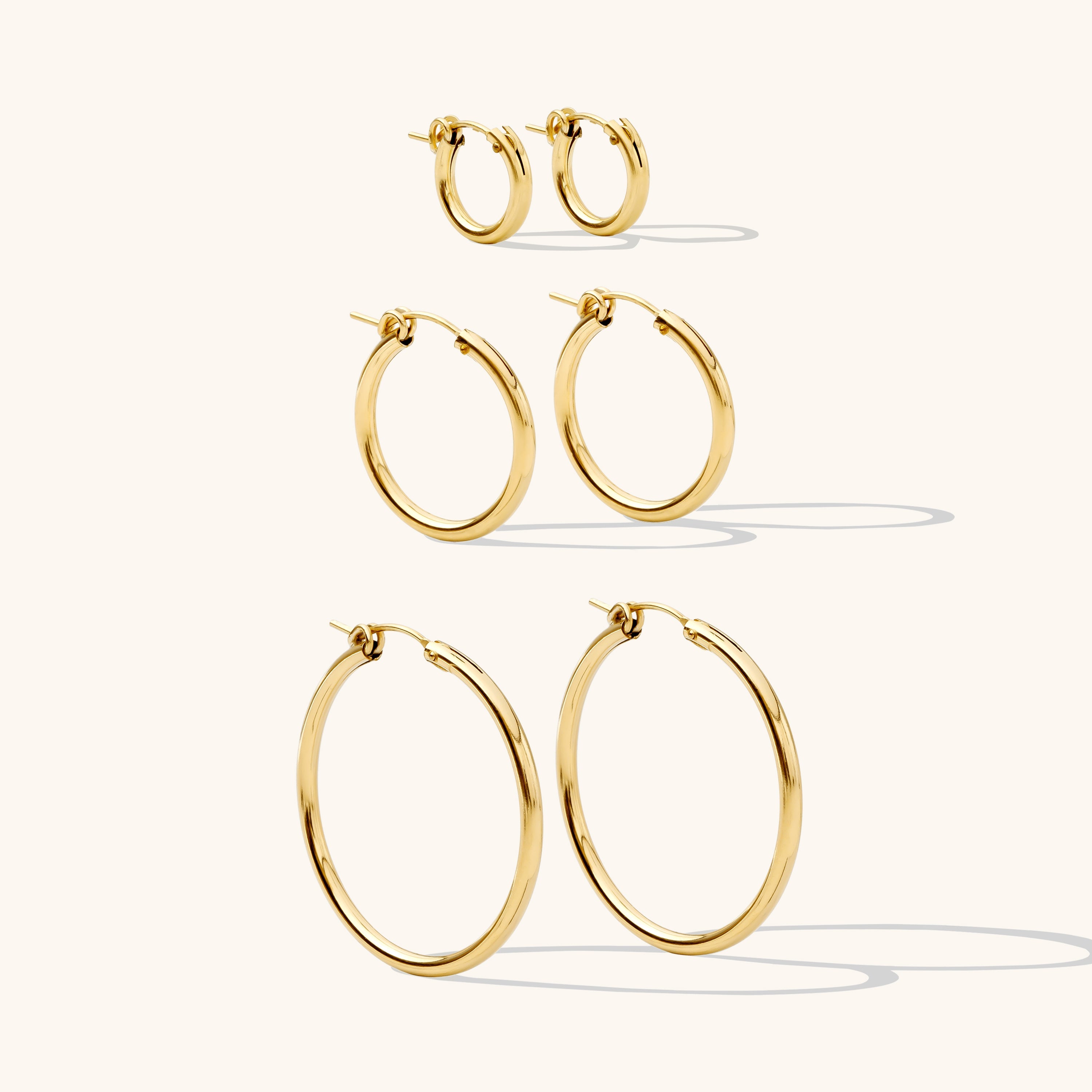 Small (13mm) Medium (22mm) Large (35mm) X-Large (50mm), Everyday Hoop Earrings by Simple & Dainty Jewelry