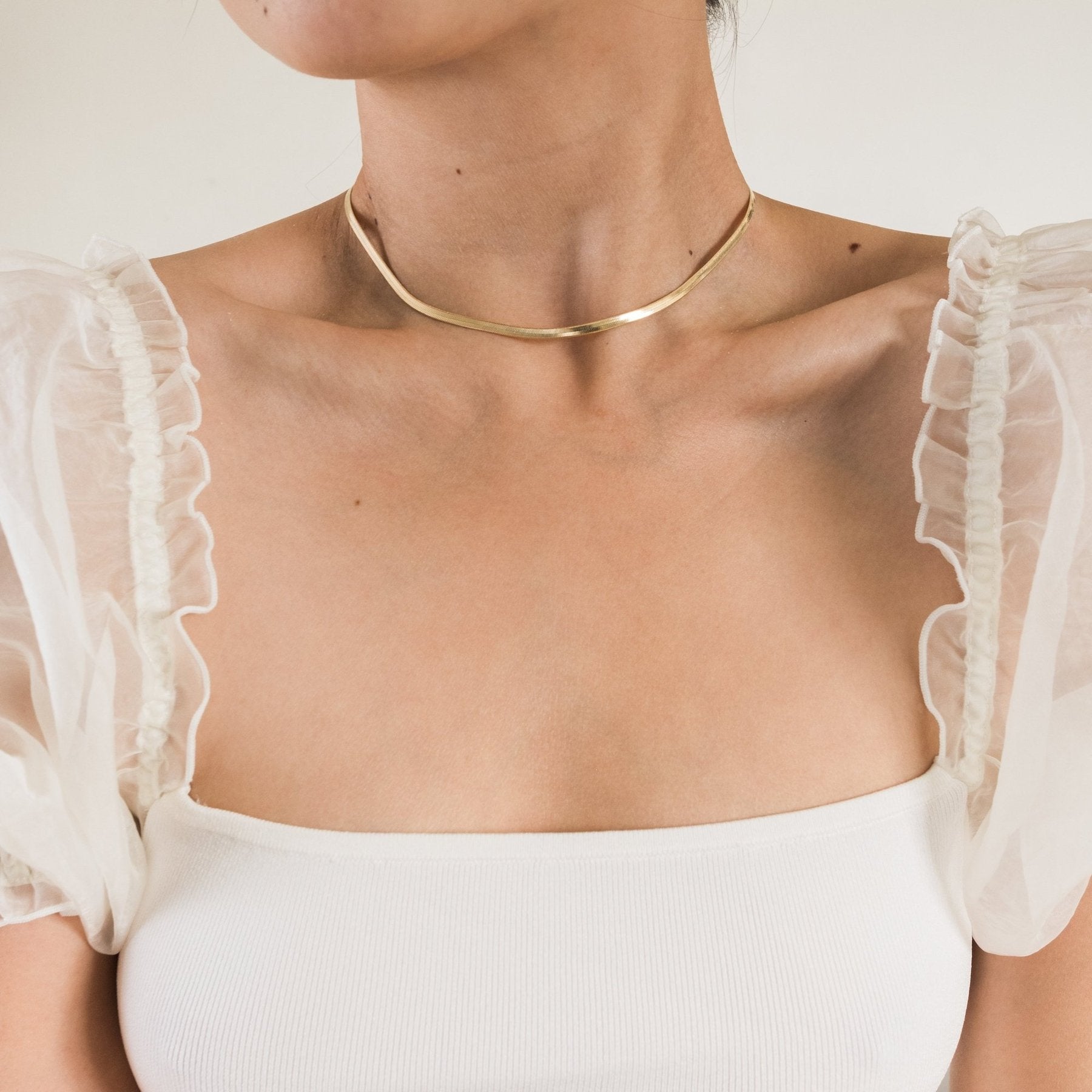18k Brazilian Gold Filled 14k Gold Filled Gold Herringbone Necklace | Simple & Dainty Jewelry