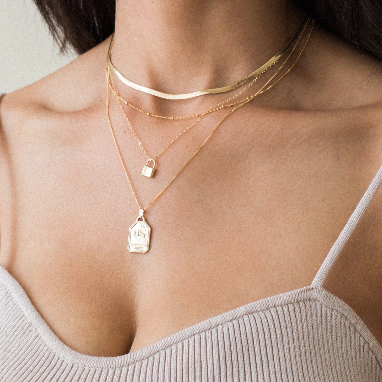 18k Brazilian Gold Filled 14k Gold Filled Gold Herringbone Necklace | Simple & Dainty Jewelry