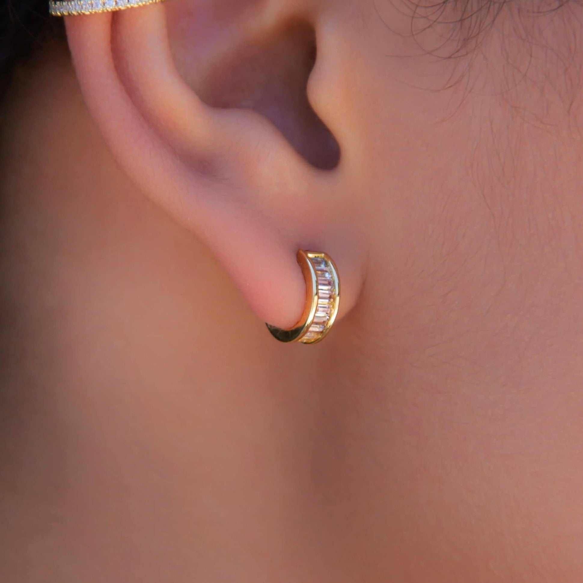 Baguette Hoop Stud Earrings - The GLD Shop