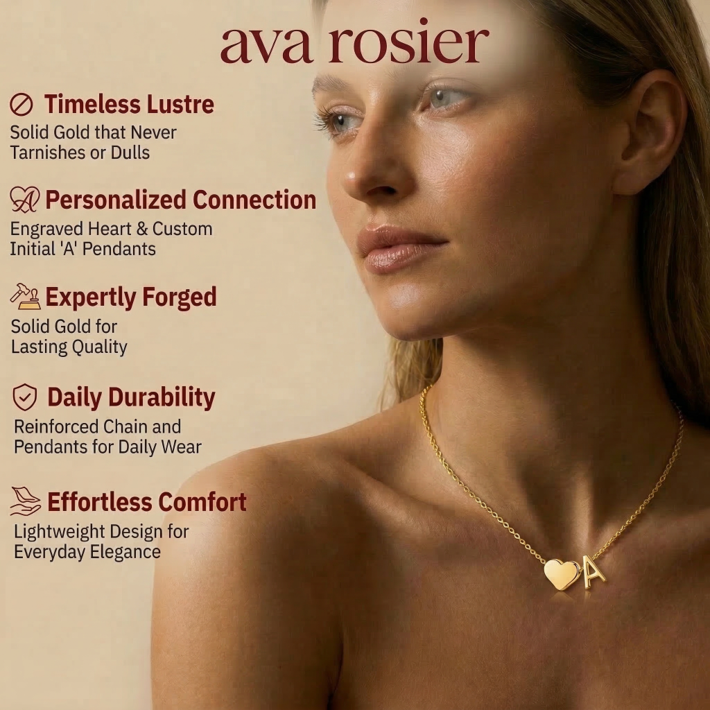 Heart Letter A-Z Necklace Dainty Heart Name Necklace