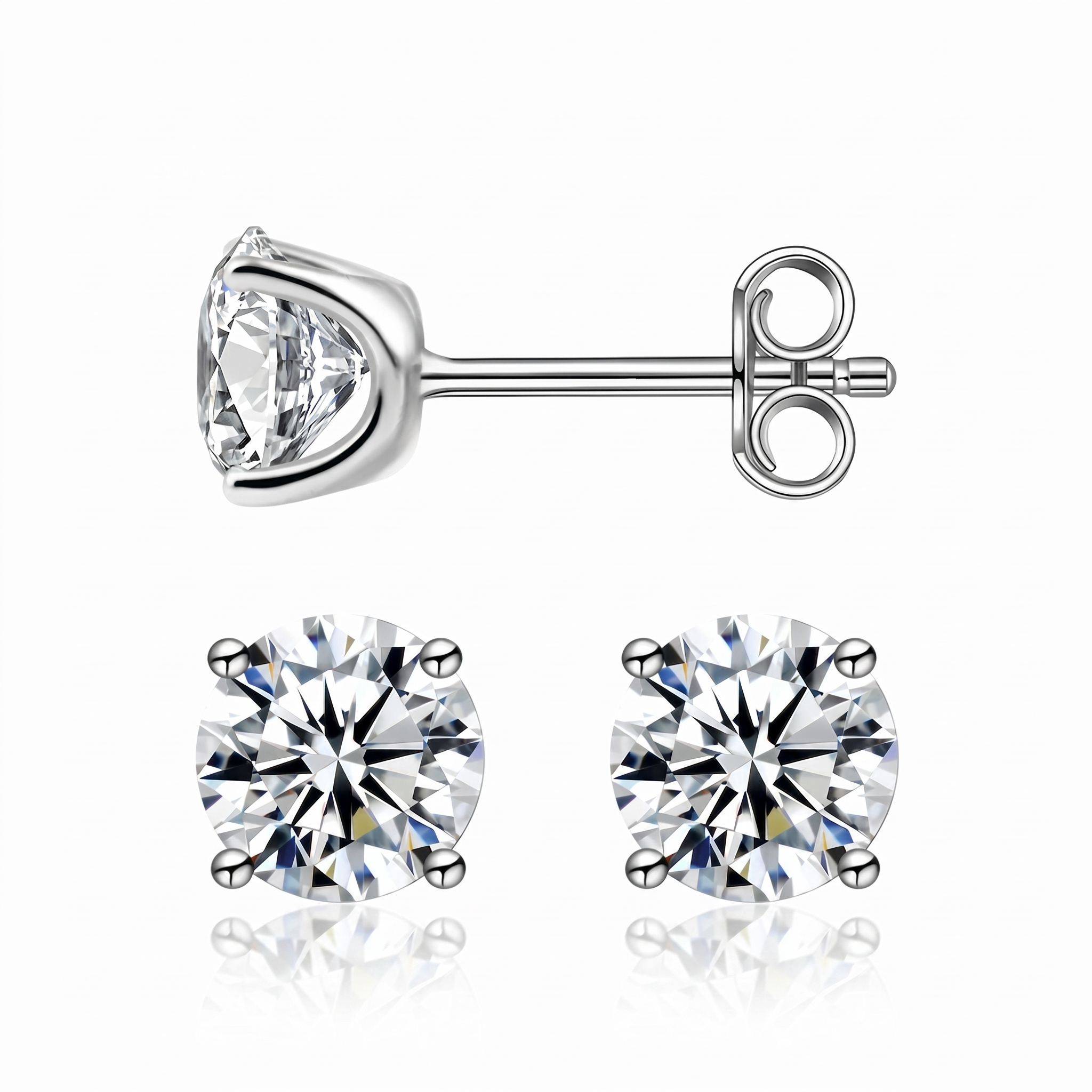 Moissanite Diamond Solataire Stud Earrings
