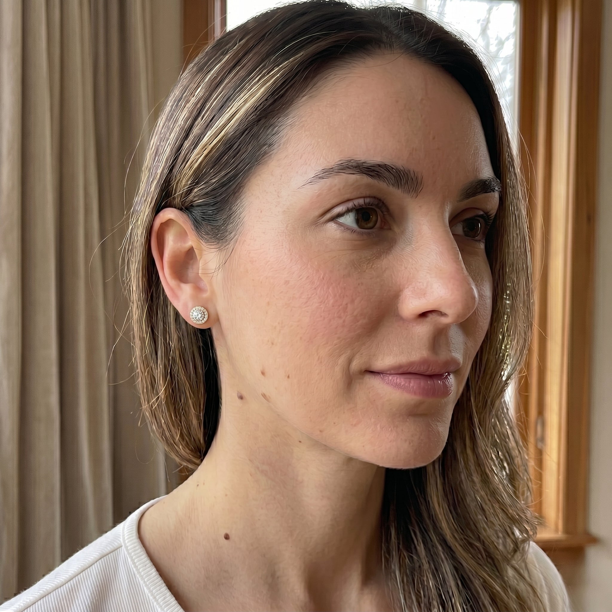 Moissanite Diamond Halo Stud Earrings