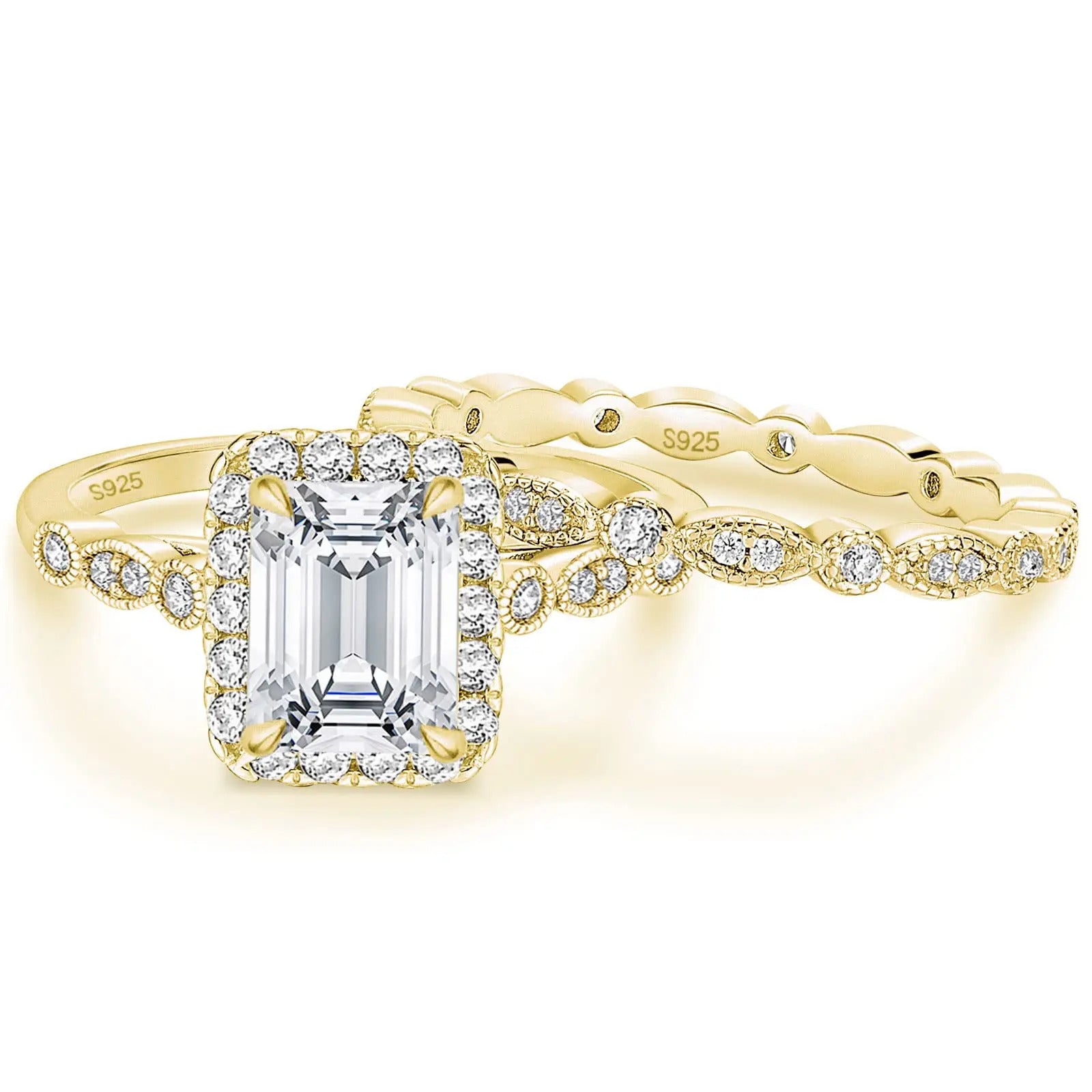 Emerald Cut Moissanite Set