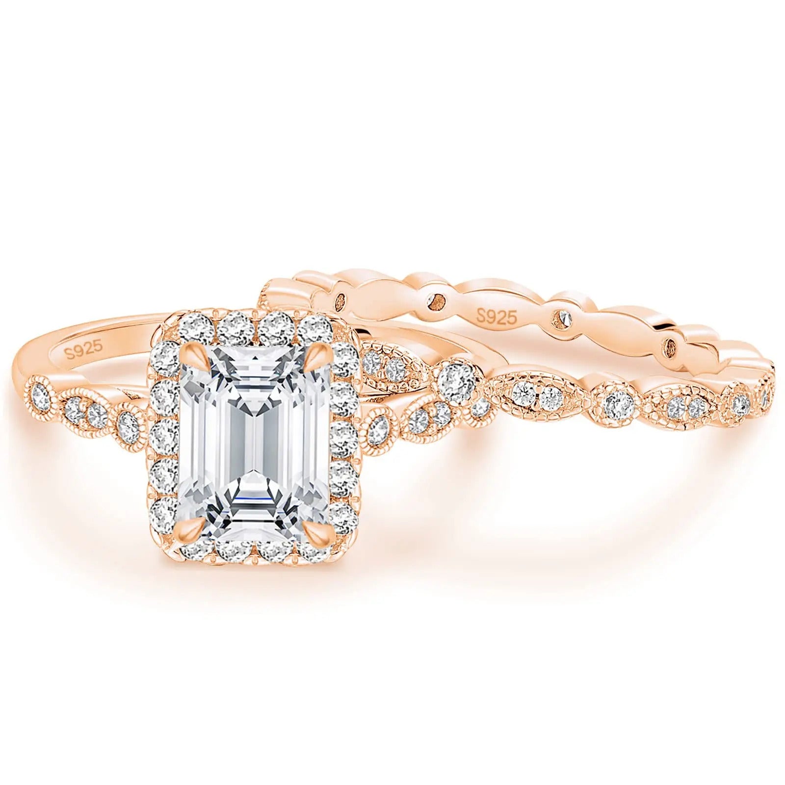 Emerald Cut Moissanite Set
