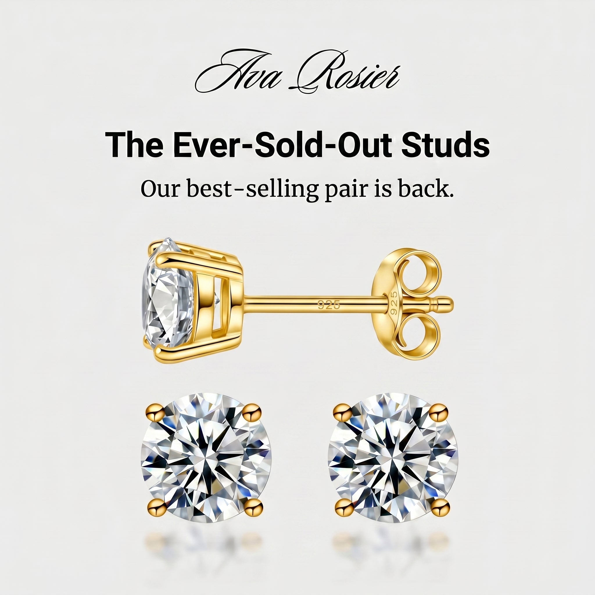 Moissanite Diamond  Four-Prong Stud Earrings