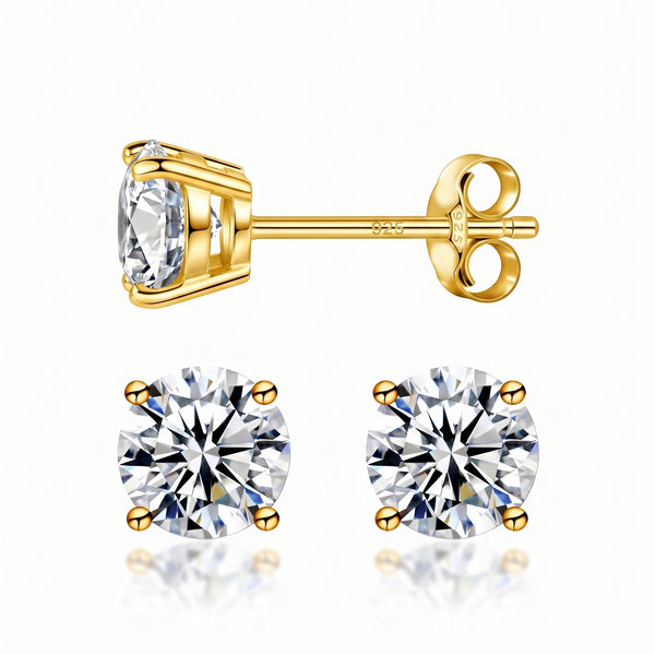 Moissanite Diamond  Four-Prong Stud Earrings