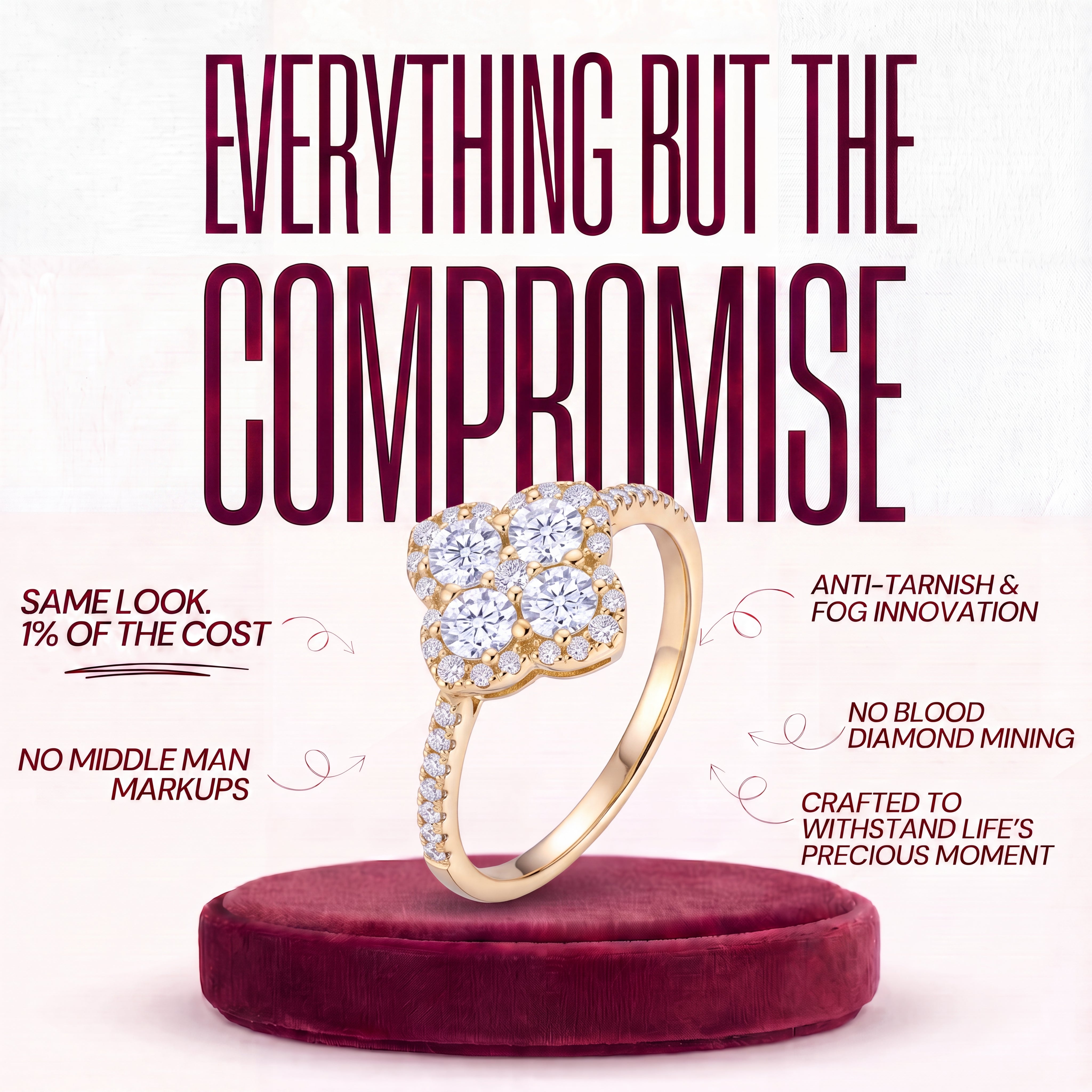 Clover Cut Moissanite ring