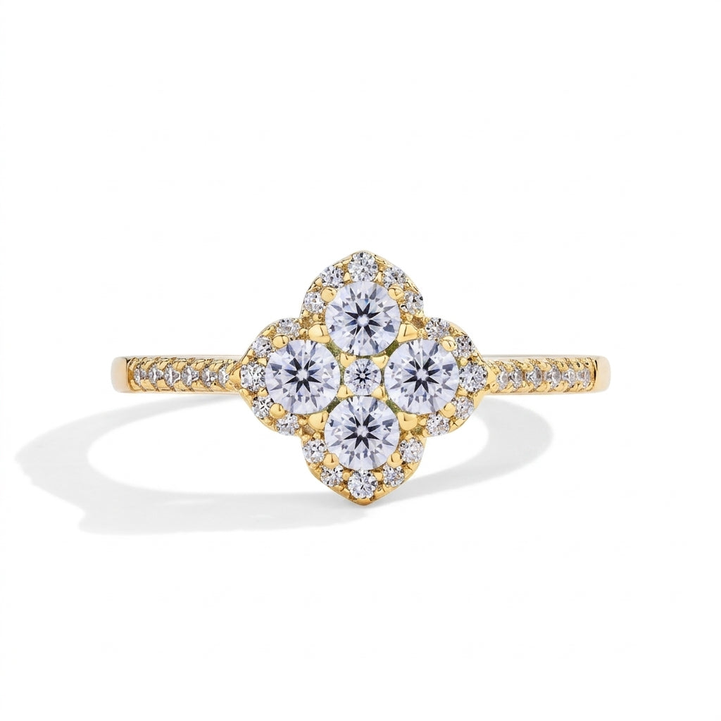 Clover Cut Moissanite ring