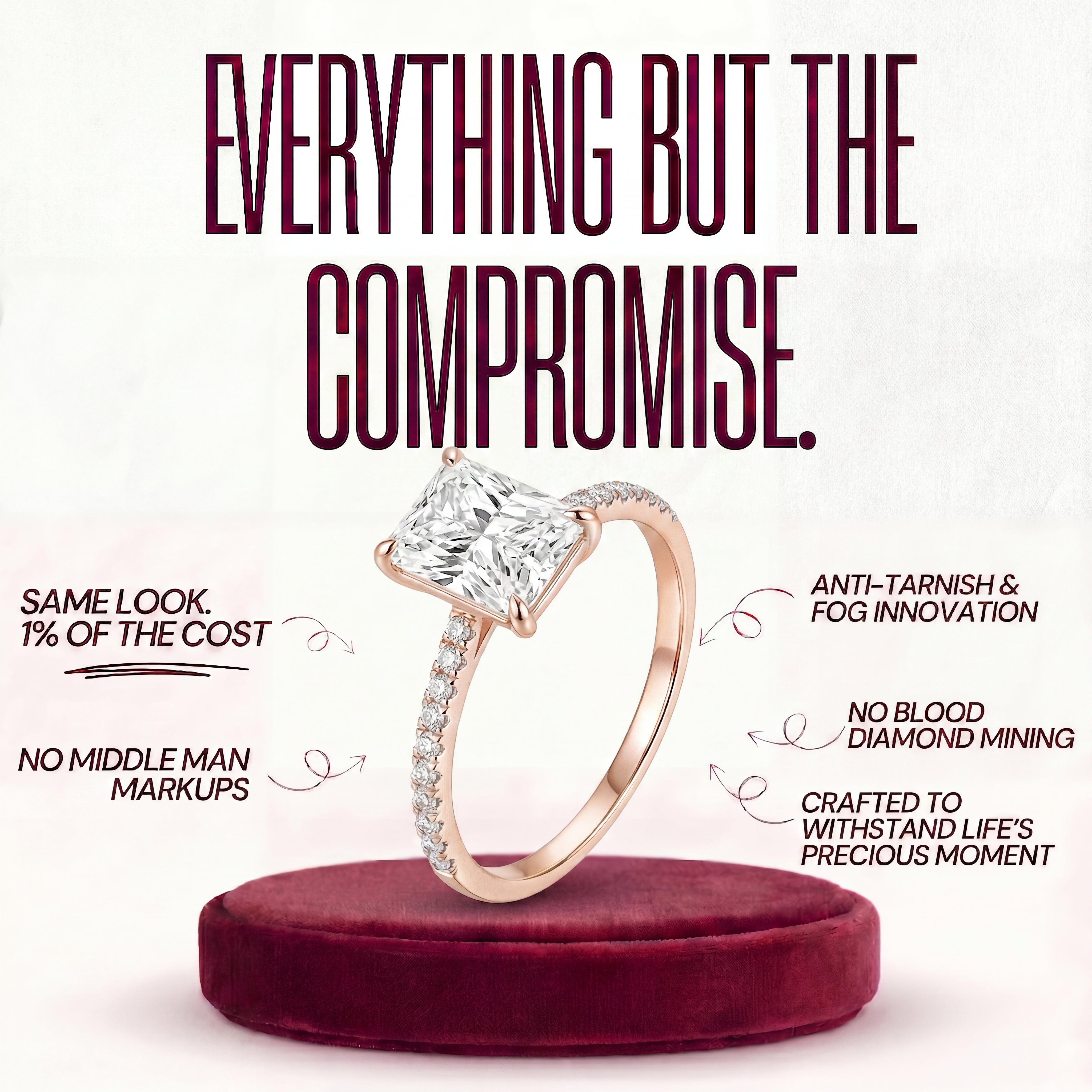 Naomi Radiant Cut Moissanite Ring