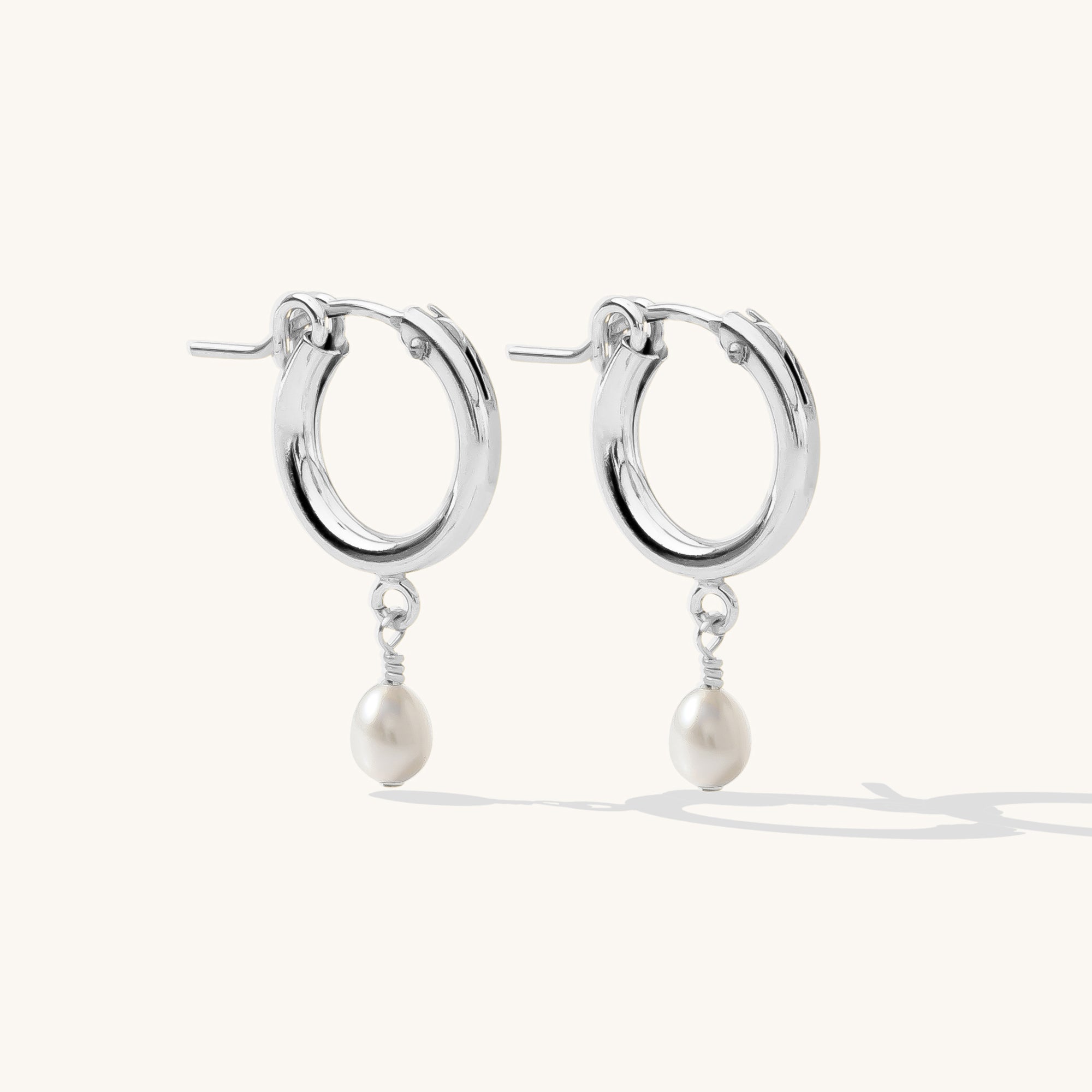 Pearl Drop Hoop Earrings | Simple & Dainty Jewelry