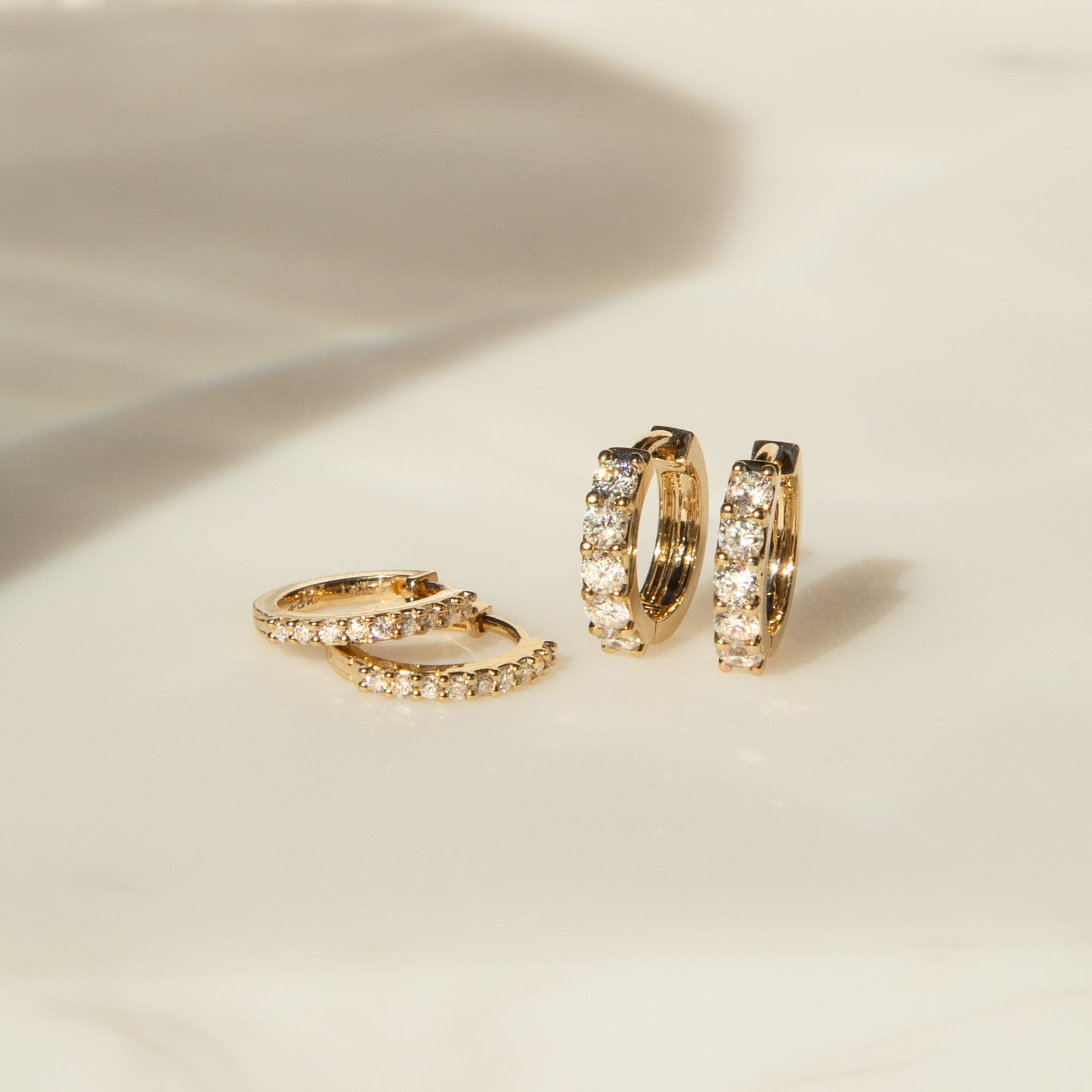 Single Pair Chunky Diamond Huggie Hoop Earrings