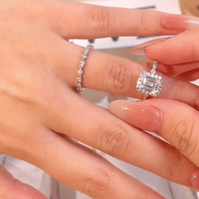 Emerald Cut Moissanite Set