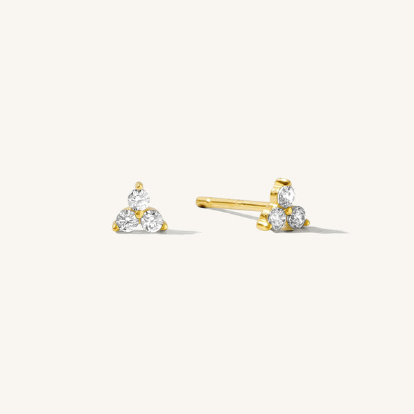 Triple Diamond Stud Earrings | Simple & Dainty Jewelry
